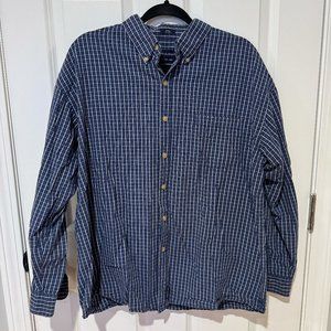 Grey Elephant Blue and White Plaid Long Sleeve Button Down Shirt - Size‎ Large